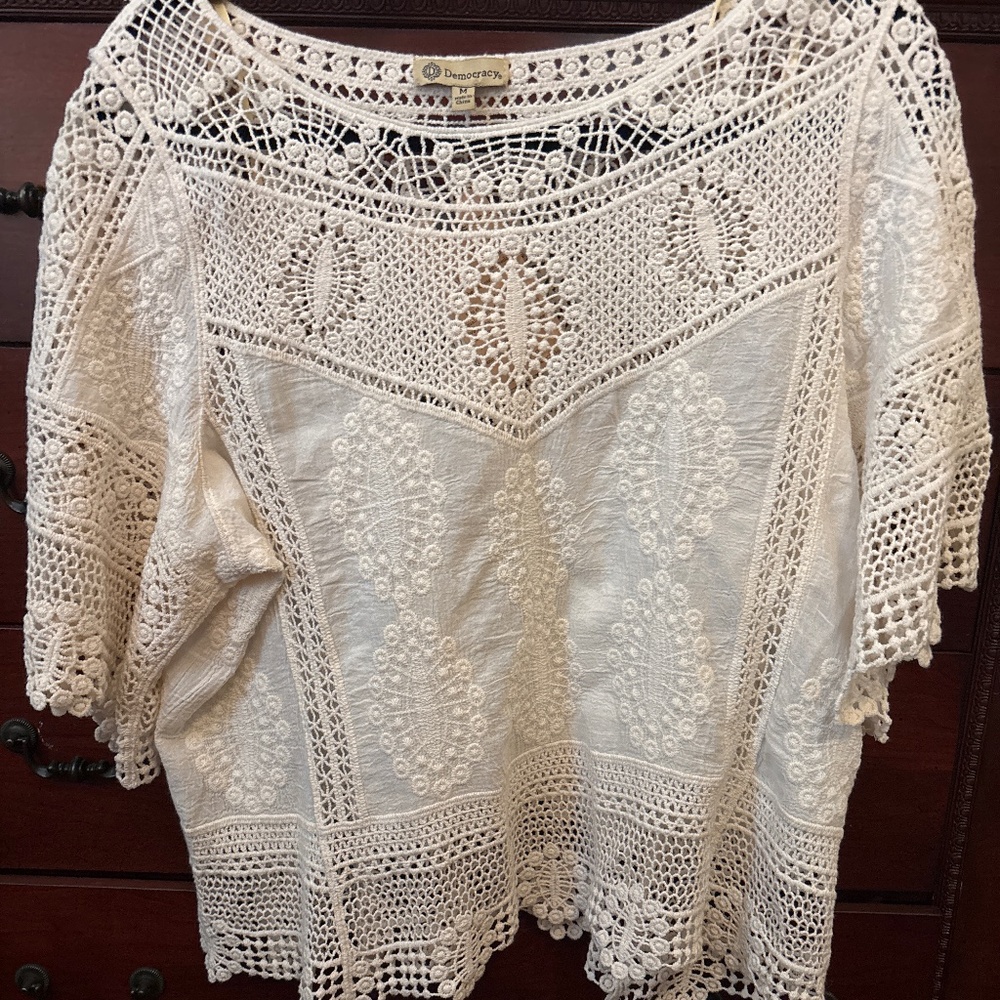 Crochet Democracy shirt. Medium NWT.